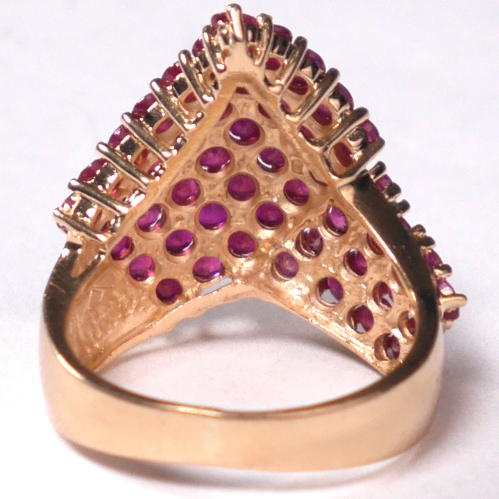 14k Ruby Ring Chevron V Cluster Solid Yellow Gold - image 4